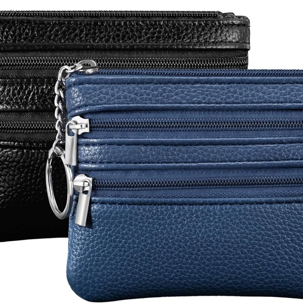 2 Pack Coin Purse Pouch Change Card Holder Wallet with Keychain for Women and Me